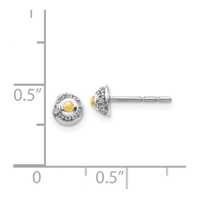 14K White Gold 1/15 ct tw 1.7mm Round Citrine & Diamond Button Stud Earrings – view 4