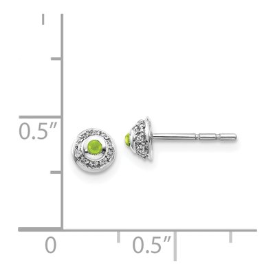 14K White Gold 1/15 ct tw 1.7mm Round Peridot & Diamond Button Stud Earrings – view 4