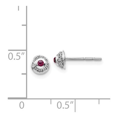 14K White Gold 1/15 ct tw 1.7mm Round Rhodolite Garnet & Diamond Button Stud Earrings – view 4