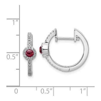 14K White Gold 1/5 ct tw 16mm Garnet & Diamond Huggie Hoop Earrings – view 4