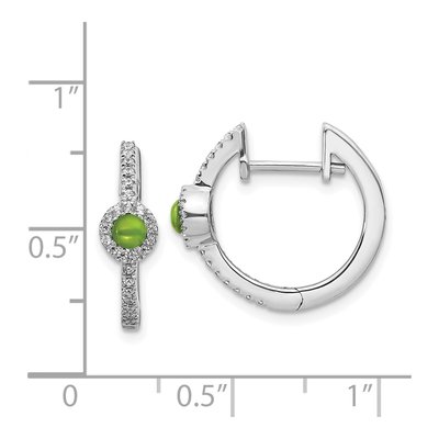 14K White Gold 1/5 ct tw 16mm Peridot & Diamond Huggie Hoop Earrings – view 4