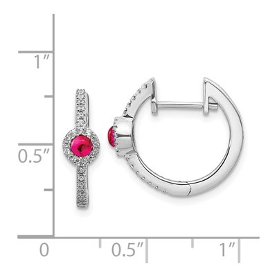 14K White Gold 1/5 ct tw 16mm Ruby & Diamond Huggie Hoop Earrings – view 5