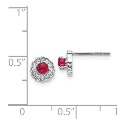 14K White Gold 1/10 ct tw 3mm Round Ruby & Diamond Halo Stud Earrings – view 5