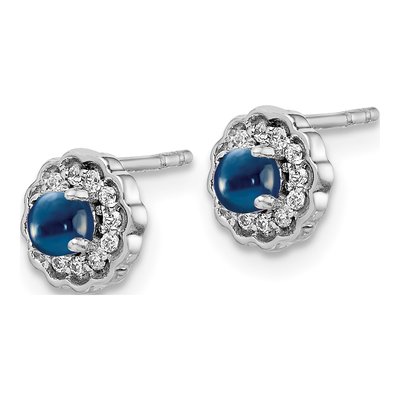 14K White Gold 1/10 ct tw 3mm Round Sapphire & Diamond Halo Stud Earrings – view 2