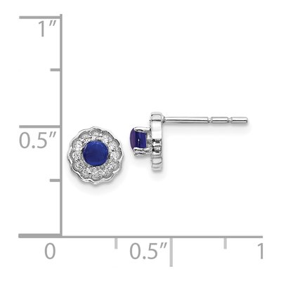 14K White Gold 1/10 ct tw 3mm Round Sapphire & Diamond Halo Stud Earrings – view 4