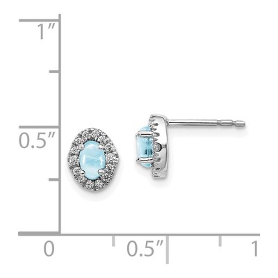 14K White Gold 0.16 ct tw Oval Aquamarine & Diamond Halo Stud Earrings – view 5