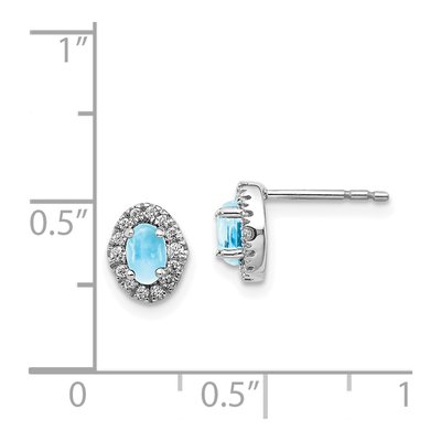 14K White Gold 0.16 ct tw Oval Swiss Blue Topaz & Diamond Halo Stud Earrings – view 4