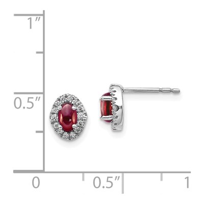14K White Gold 0.16 ct tw Oval Garnet & Diamond Halo Stud Earrings – view 4