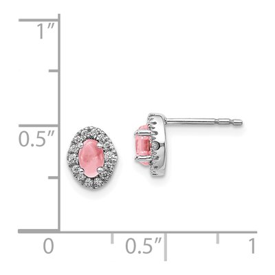 14K White Gold 0.16 ct tw Oval Pink Tourmaline & Diamond Halo Stud Earrings – view 4