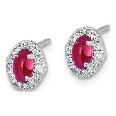 14K White Gold 0.16 ct tw Oval Ruby & Diamond Halo Stud Earrings – view 2