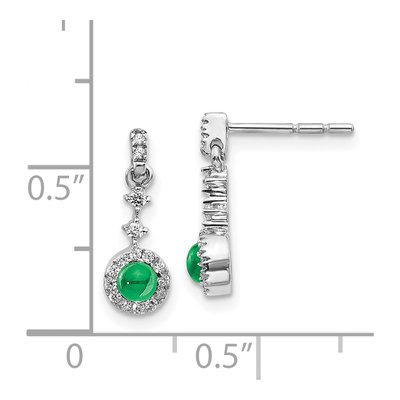 14K White Gold 1/7 ct tw Emerald & Diamond Halo Dangle Earrings – view 5