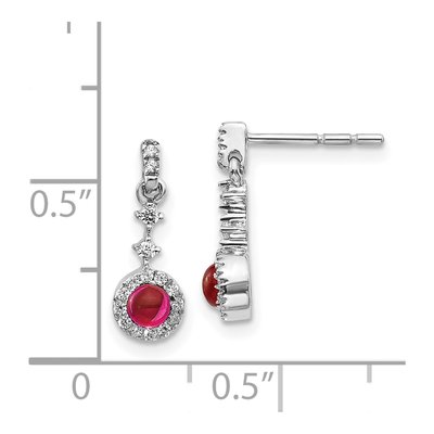 14K White Gold 1/7 ct tw Ruby & Diamond Halo Dangle Earrings – view 4