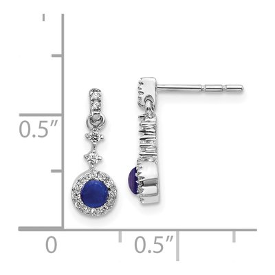 14K White Gold 1/7 ct tw Sapphire & Diamond Halo Dangle Earrings – view 4
