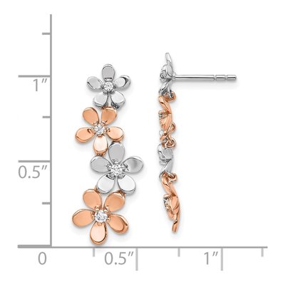 14K Two-Tone Gold 1/5 ct tw Diamond Flower Dangle Earrings – view 5