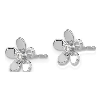 14K White Gold 1/20 ct tw 1.8mm Round Diamond Flower Stud Earrings – view 2
