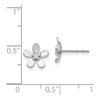 14K White Gold 1/20 ct tw 1.8mm Round Diamond Flower Stud Earrings – view 4