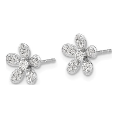 14K White Gold 1/4 ct tw 2mm Round Diamond Flower Stud Earrings – view 3