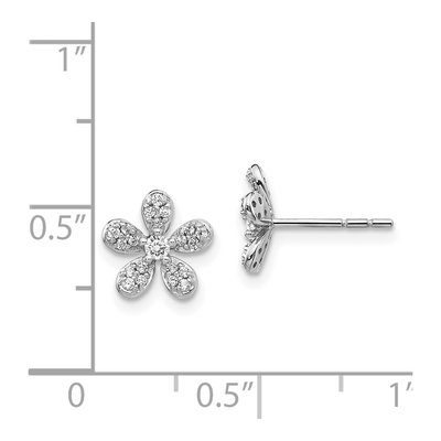 14K White Gold 1/4 ct tw 2mm Round Diamond Flower Stud Earrings – view 5