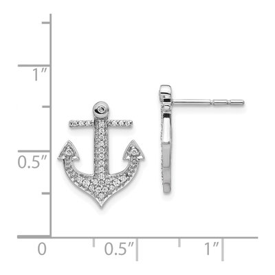 14K White Gold 1/5 ct tw 1.1mm Round Diamond Anchor Stud Earrings – view 5