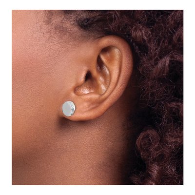 14K White Gold 0.9mm Round Diamond Fleur de Lis Stud Earrings – view 3