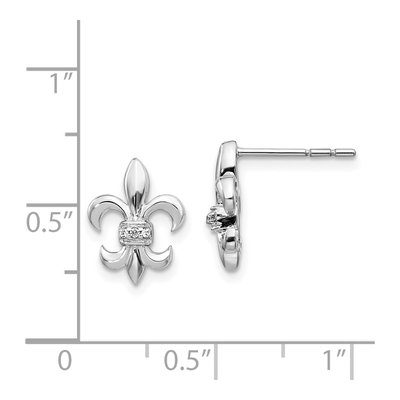 14K White Gold 0.9mm Round Diamond Fleur de Lis Stud Earrings – view 4