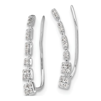 10K White Gold 1/6 ct tw Diamond Ear Climber Threader Earrings – view 2