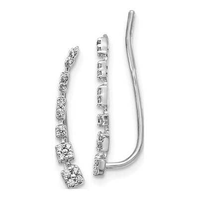 10K White Gold 1/6 ct tw Diamond Ear Climber Threader Earrings
