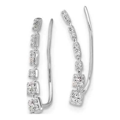 14K White Gold 1/6 ct tw Diamond Graduated Ear Climbers Threader Earrings – view 2