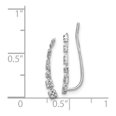 14K White Gold 1/6 ct tw Diamond Graduated Ear Climbers Threader Earrings – view 3