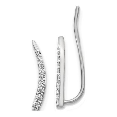 10K White Gold 1/6 ct tw Diamond Ear Climber Threader Earrings