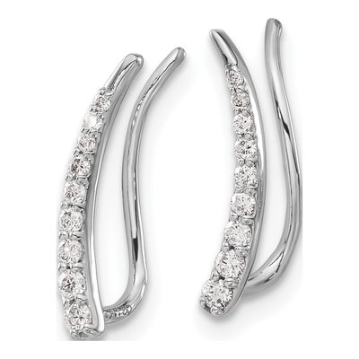 14K White Gold 1/6 ct tw Diamond Graduated Ear Climbers Threader Earrings – view 3