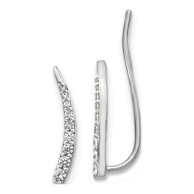 14K White Gold 1/6 ct tw Diamond Graduated Ear Climbers Threader Earrings