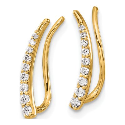 14K Yellow Gold 1/6 ct tw Diamond Graduated Ear Climbers Threader Earrings – view 2