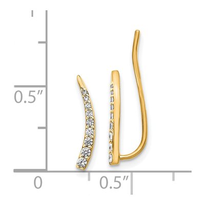 14K Yellow Gold 1/6 ct tw Diamond Graduated Ear Climbers Threader Earrings – view 4