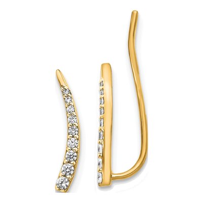 14K Yellow Gold 1/6 ct tw Diamond Graduated Ear Climbers Threader Earrings