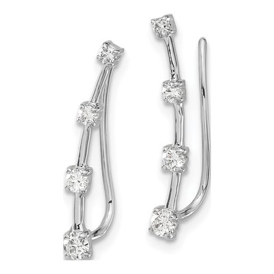 14K White Gold 1/3 ct tw Lab-Grown Diamond Ear Climbers Threader Earrings – view 2