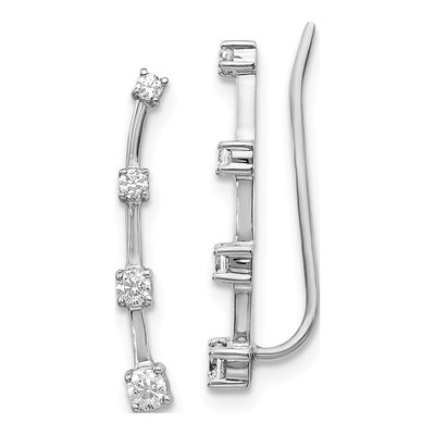14K White Gold 1/3 ct tw Lab-Grown Diamond Ear Climbers Threader Earrings