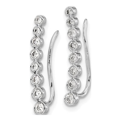 10K White Gold 3/8 ct tw Diamond Ear Climber Threader Earrings – view 2