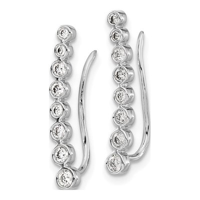 14K White Gold 3/8 ct tw Diamond Bezel Ear Climber Threader Earrings – view 3