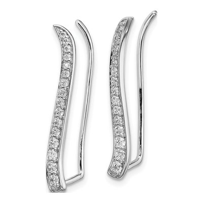 14K White Gold 1/2 ct tw Diamond Curved Ear Climber Threader Earrings – view 2