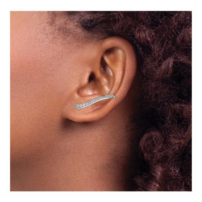 14K White Gold 1/2 ct tw Diamond Curved Ear Climber Threader Earrings – view 3