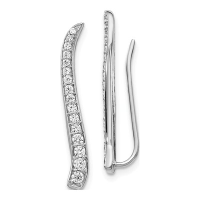 14K White Gold 1/2 ct tw Diamond Curved Ear Climber Threader Earrings