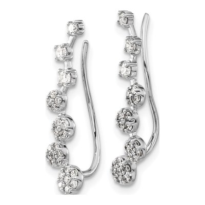 14K White Gold 1/2 ct tw Diamond Graduated Ear Climbers Threader Earrings – view 2