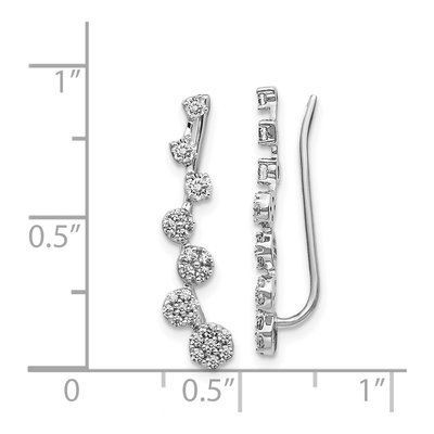 14K White Gold 1/2 ct tw Diamond Graduated Ear Climbers Threader Earrings – view 4