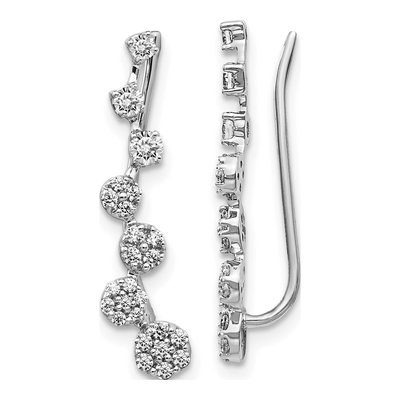 14K White Gold 1/2 ct tw Diamond Graduated Ear Climbers Threader Earrings