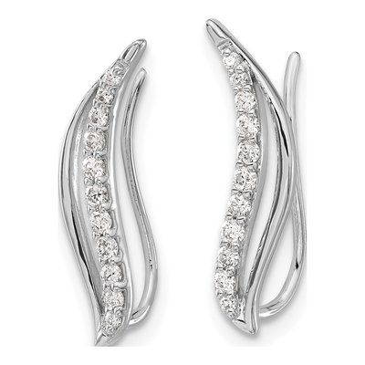 10K White Gold 1/4 ct tw Diamond Wave Ear Climbers Threader Earrings – view 2