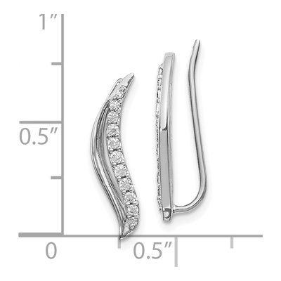 10K White Gold 1/4 ct tw Diamond Wave Ear Climbers Threader Earrings – view 4