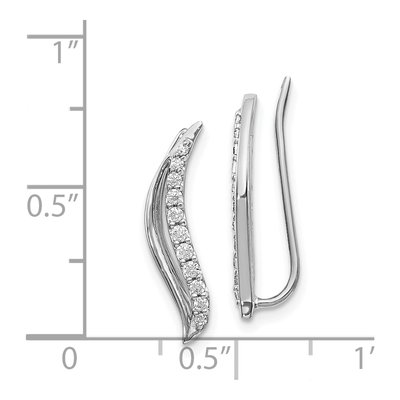 14K White Gold 1/4 ct tw Diamond Wave Ear Climber Threader Earrings – view 5