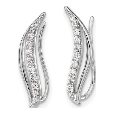 14K White Gold 1/4 ct tw Lab-Grown Diamond Ear Climbers Threader Earrings – view 3
