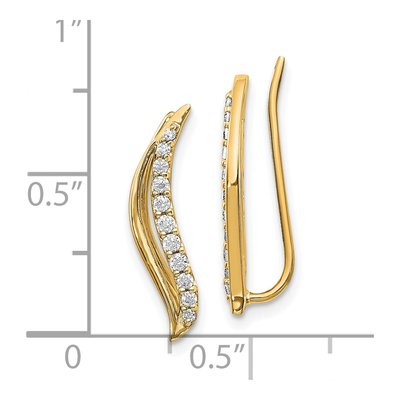 14K Yellow Gold 1/4 ct tw Diamond Wave Ear Climbers Threader Earrings – view 3